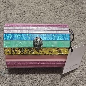 NWT Kurt Geiger Micro Party Eagle Pastel Rainbow Clutch